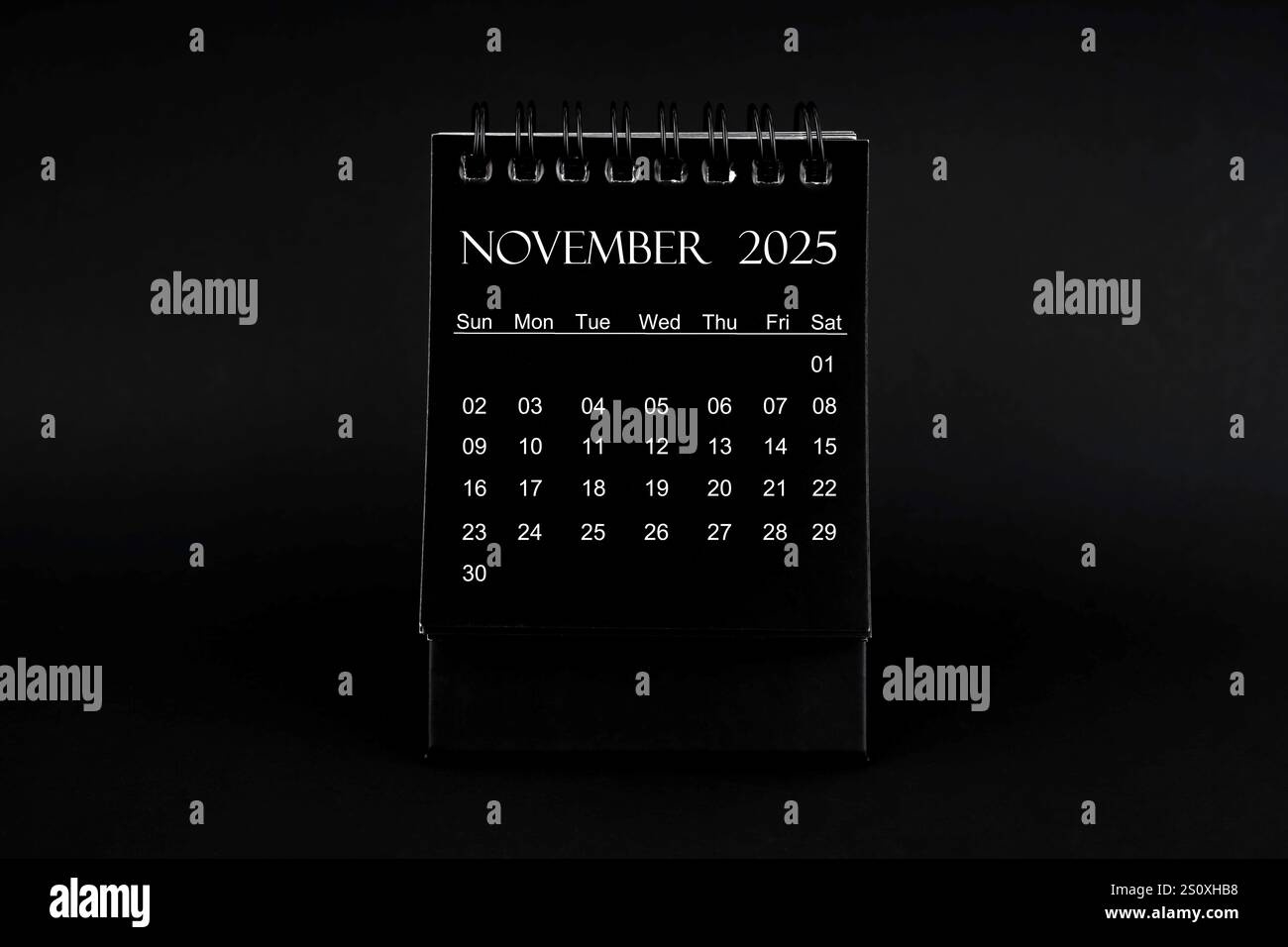 Black Calendar For November 2025. Desktop Calendar On A Black intended for November 2025 Calendar Black Background