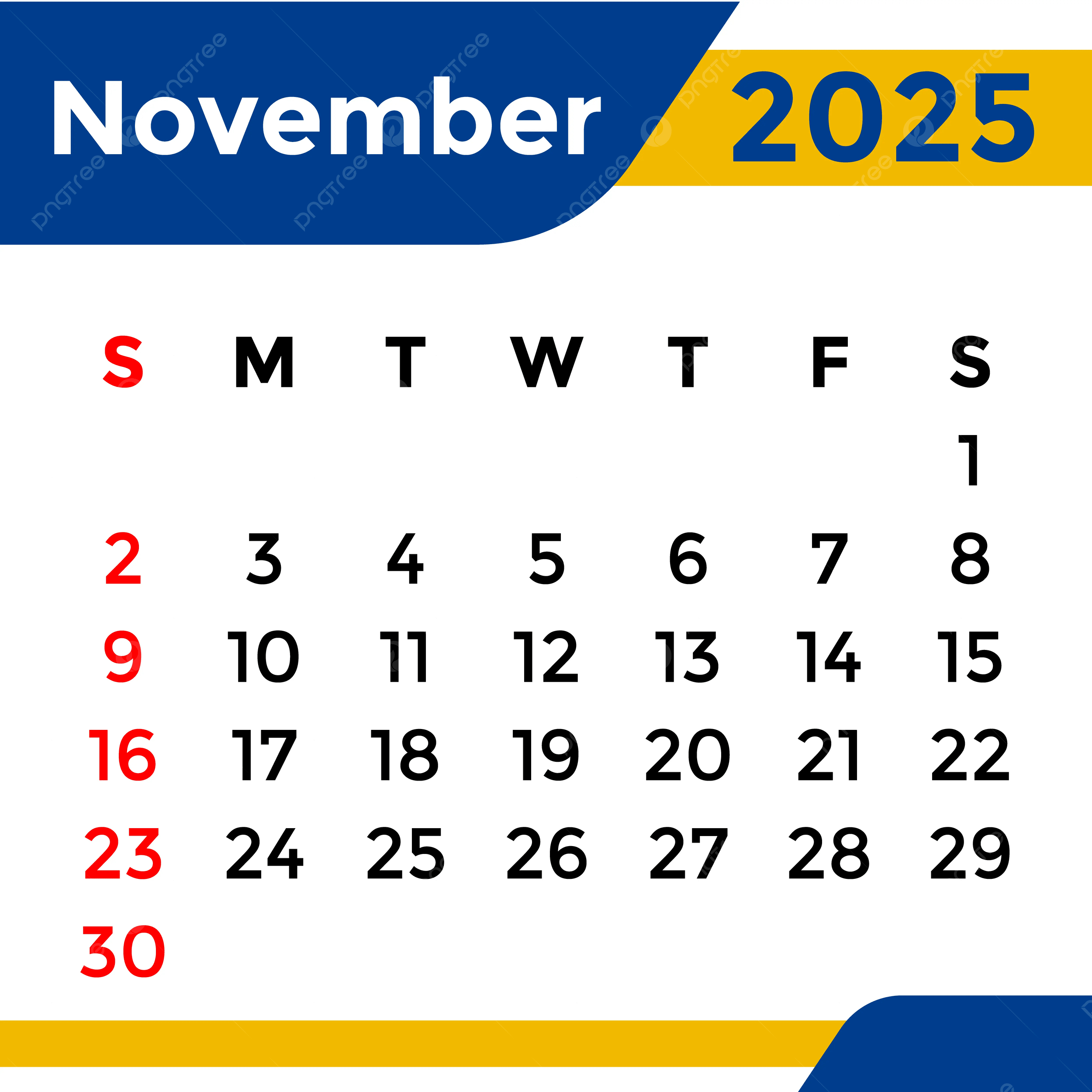 Calendar 2025 November Month Vector Template Download On Pngtree with November 11Th 2025 Calendar