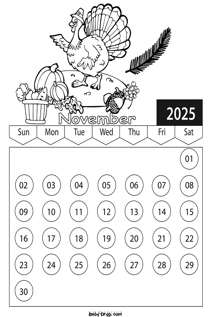 Calendar 2025 November Picture | Coloring Calendar 2025 Year throughout November Coloring Calendar 2025