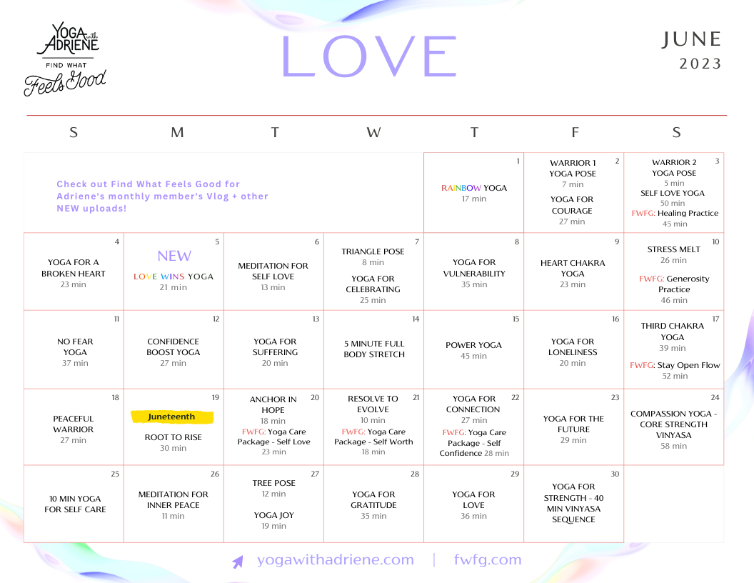 Calendar for Yoga with Adriene Calendar November 2025