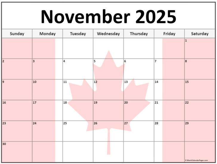 November 2025 Calendar Printable Canada November 2025 Calendar Printable Canada