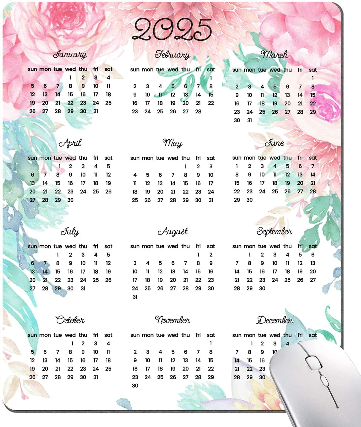 Cute Mouse Pad, 2025 Calendar With Floral Mouse Pad, Premium regarding November Calendar 2025 Waterproof