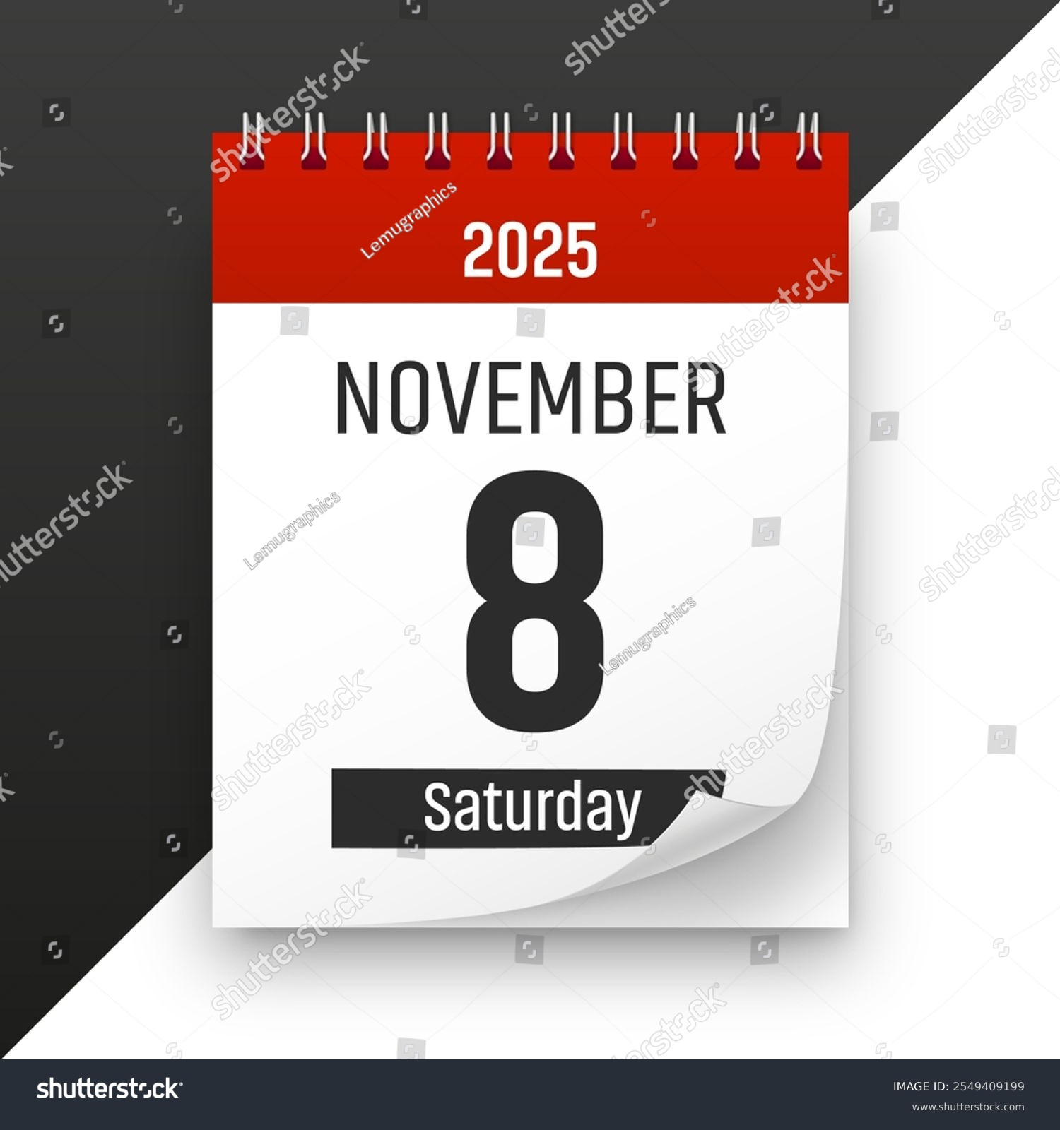 Date 8 November 2025 Year Realistic Stock Illustration 2549409199 throughout Calendar November 8 2025