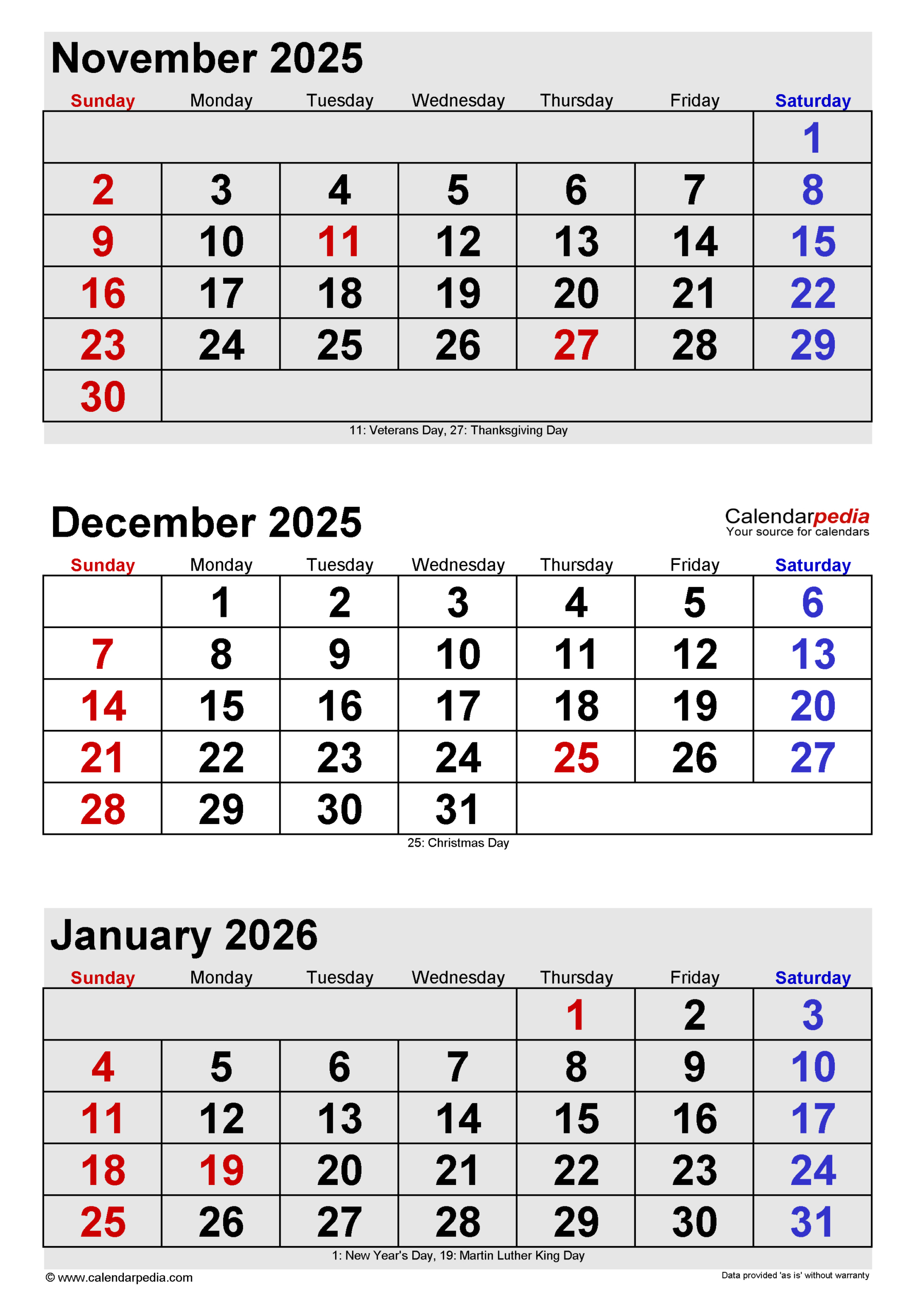 December 2025 Calendar | Templates For Pdf, Excel And Word intended for Calendar November 2025 December 2025 January 2026