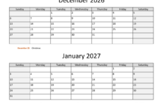 December 2026 And January 2027 Calendar | Wikidates with regard to November December January 2026 Calendar