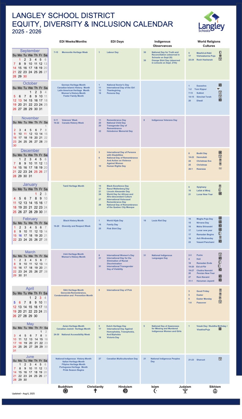 Diversity Calendar for 2025 November Diversity Calendar