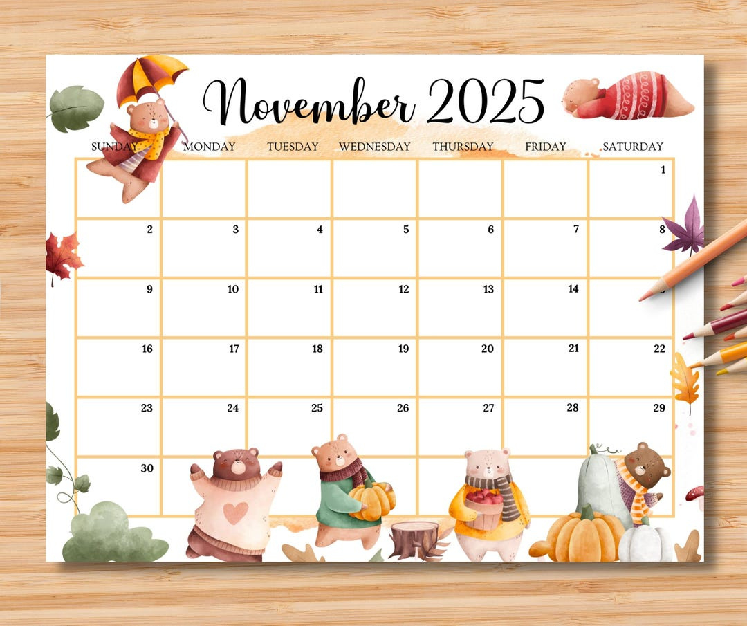 Editable November 2025 Calendar, Beautiful Autumn Planner W/Cute within Barbie Calendar November 2025