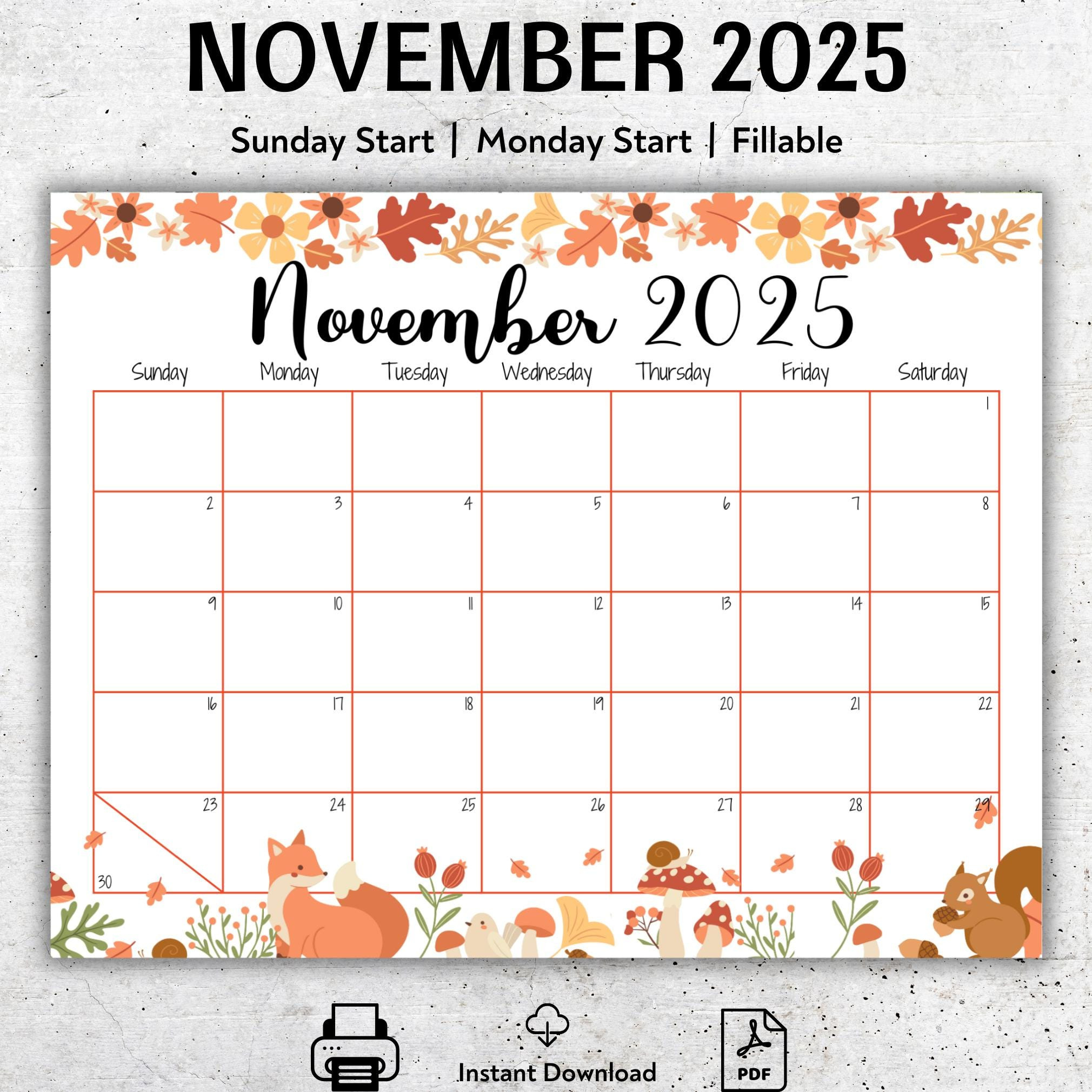 Editable November 2025 Calendar, Monthly Schedule For Kids for November Calendar 2025 Fillable