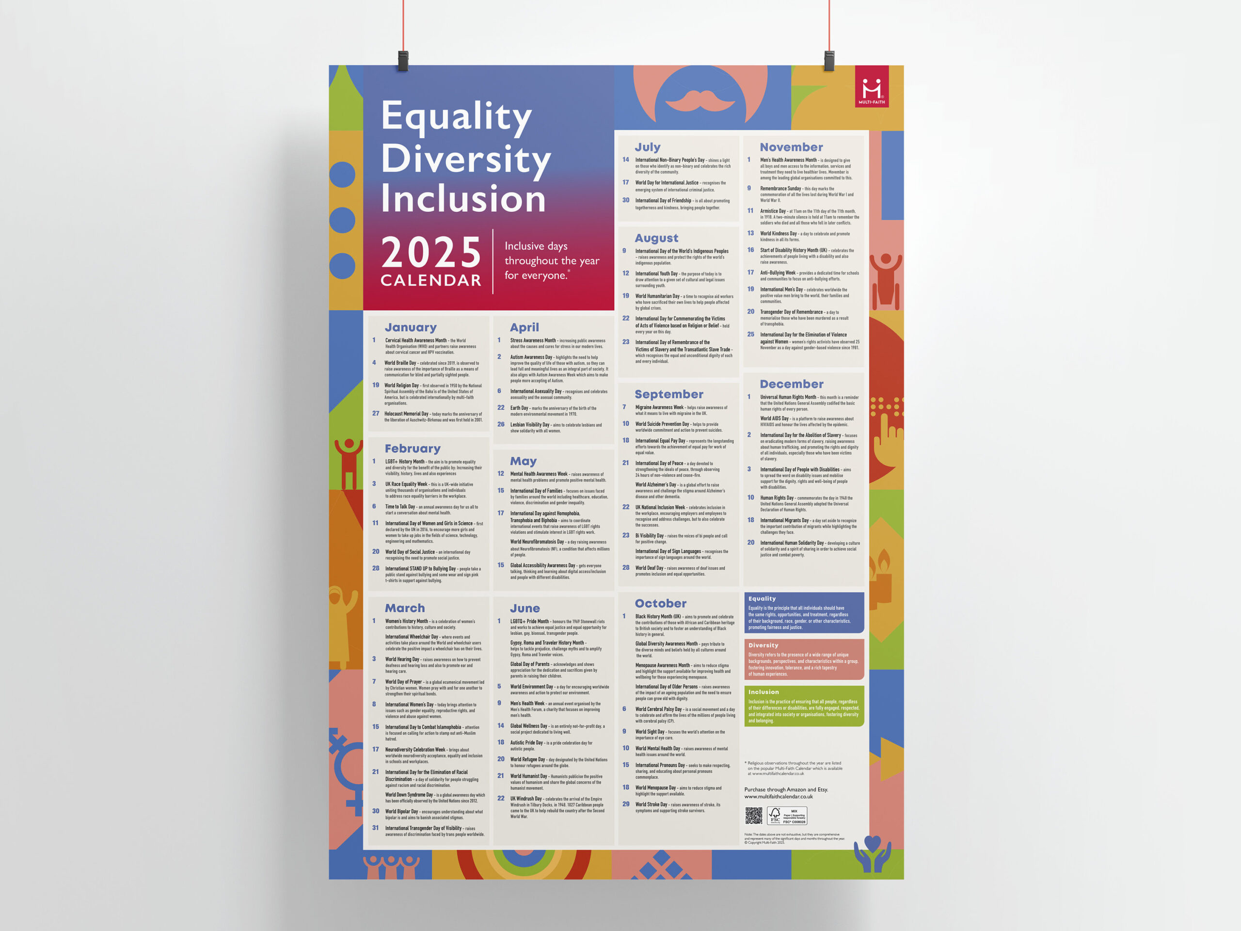 Equality Diversity Inclusion (Edi) Calendar 2025 | A2 Poster with Diversity Calendar November 2025