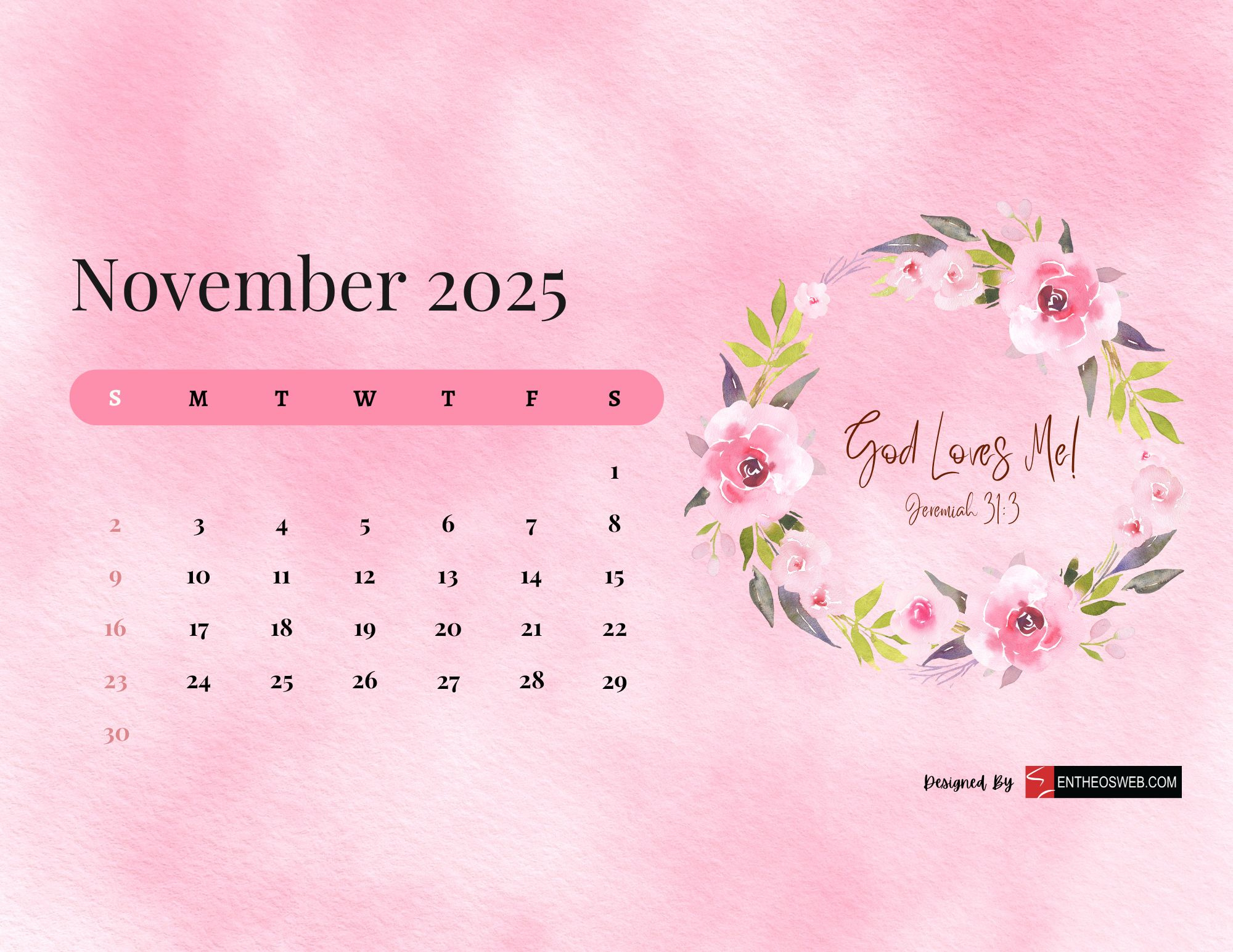 Free 2025 Christian Calendar Printable With Bible Verses | Entheosweb within Christian Calendar November 2025