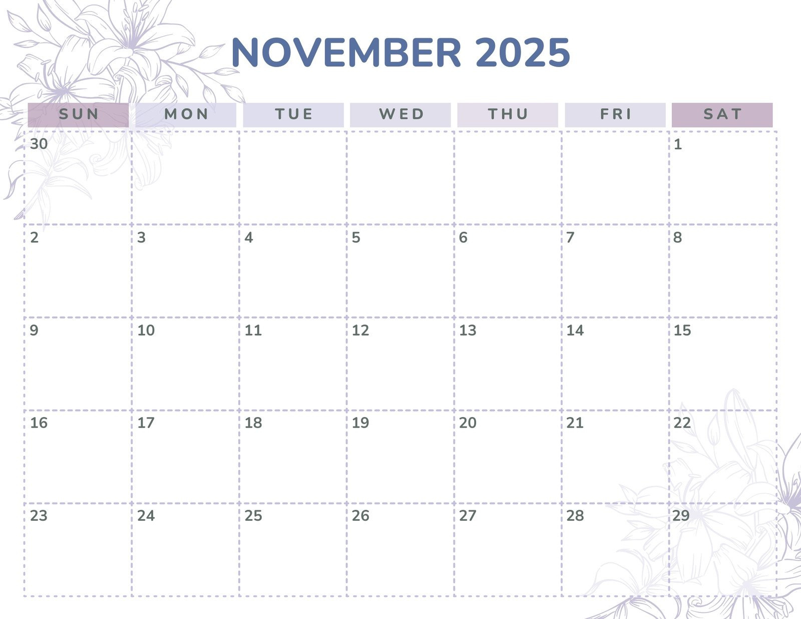 Free And Customizable November Templates inside Calendar November 2025 Template