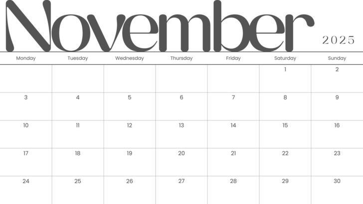 Calendar November 2025 Calendar November 2025