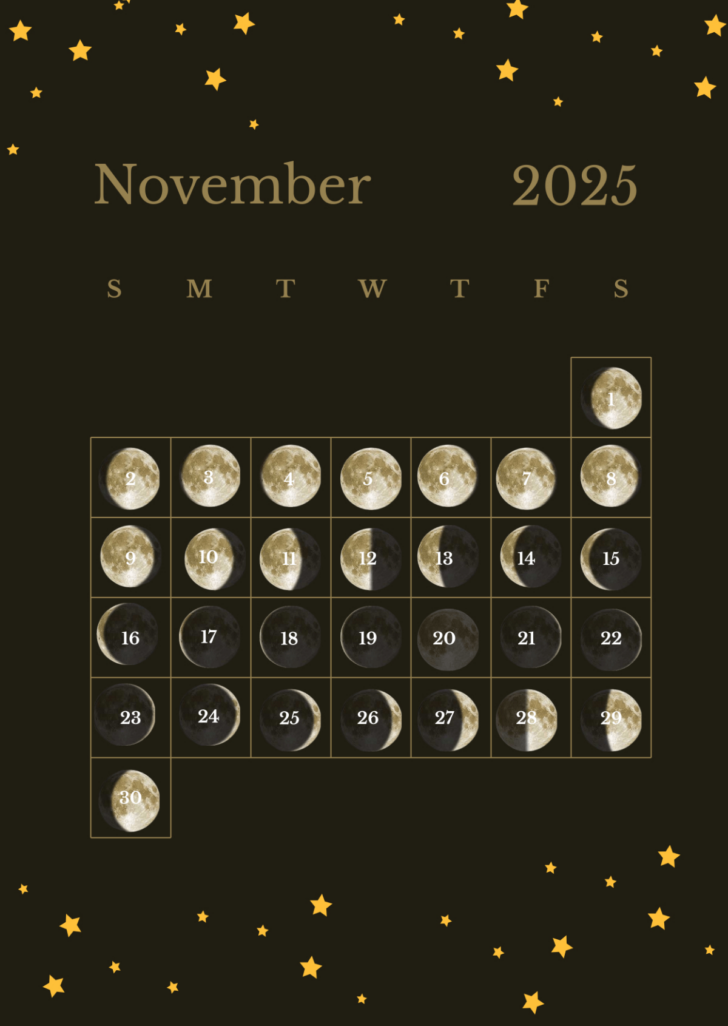 Moon Calendar For November 2025 Moon Calendar For November 2025