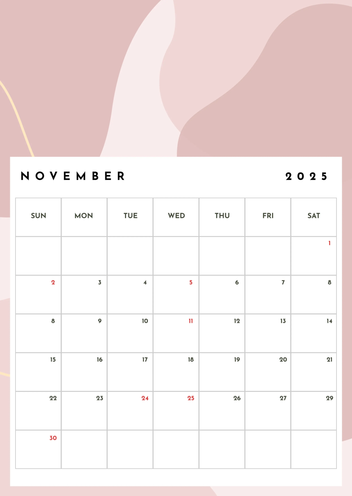 Free November 2025 Content Calendar Template To Edit Online with Content Calendar November 2025