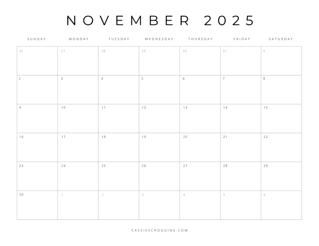 Free Printable 2025 Blank Calendar Templates (All 12 Months) within Blank Printable Calendar November 2025