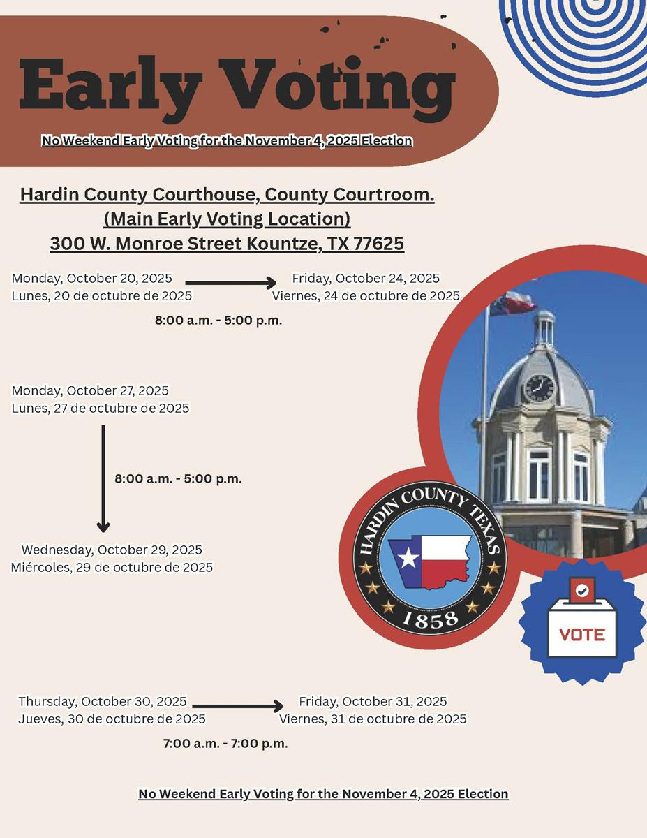 Hardin County Elections Department in November 4 2025 Election Law Calendar