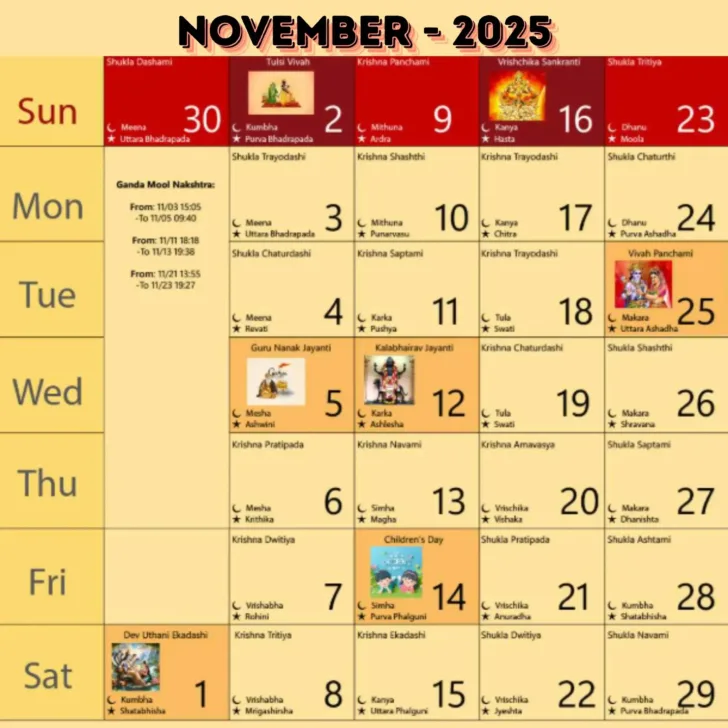 Calendar Events For November 2025