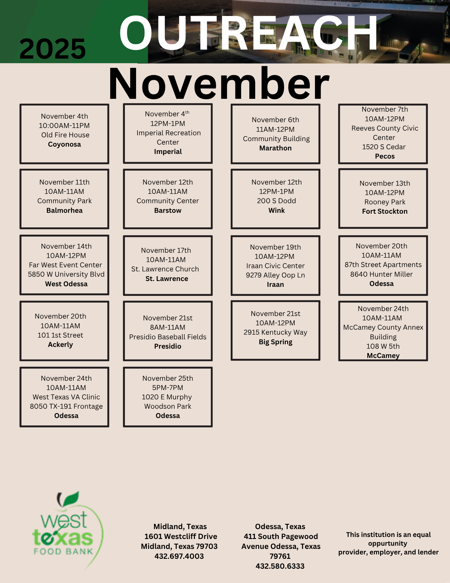 How To Get Help – West Texas Food Bank intended for Food Bank Calendar November 2025