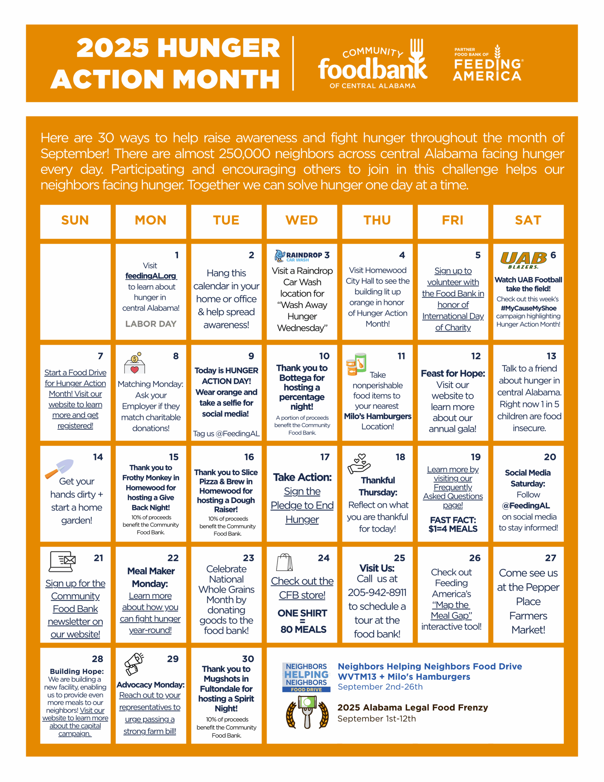Hunger Action Month – Community Food Bank Of Central Alabama with regard to Food Bank Calendar November 2025