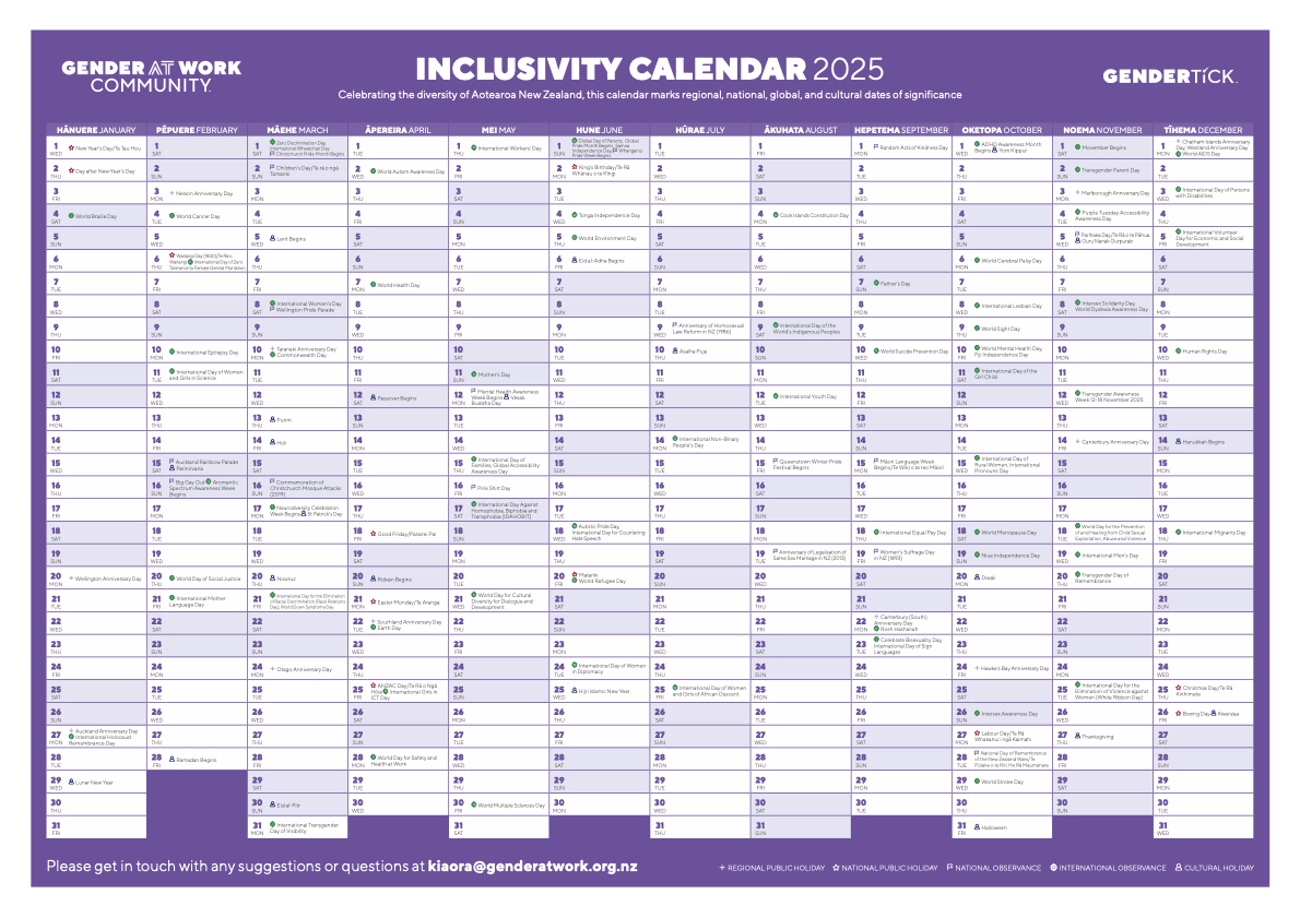 Inclusivity Calendar 2025 — Gender At Work intended for 2025 November Diversity Calendar