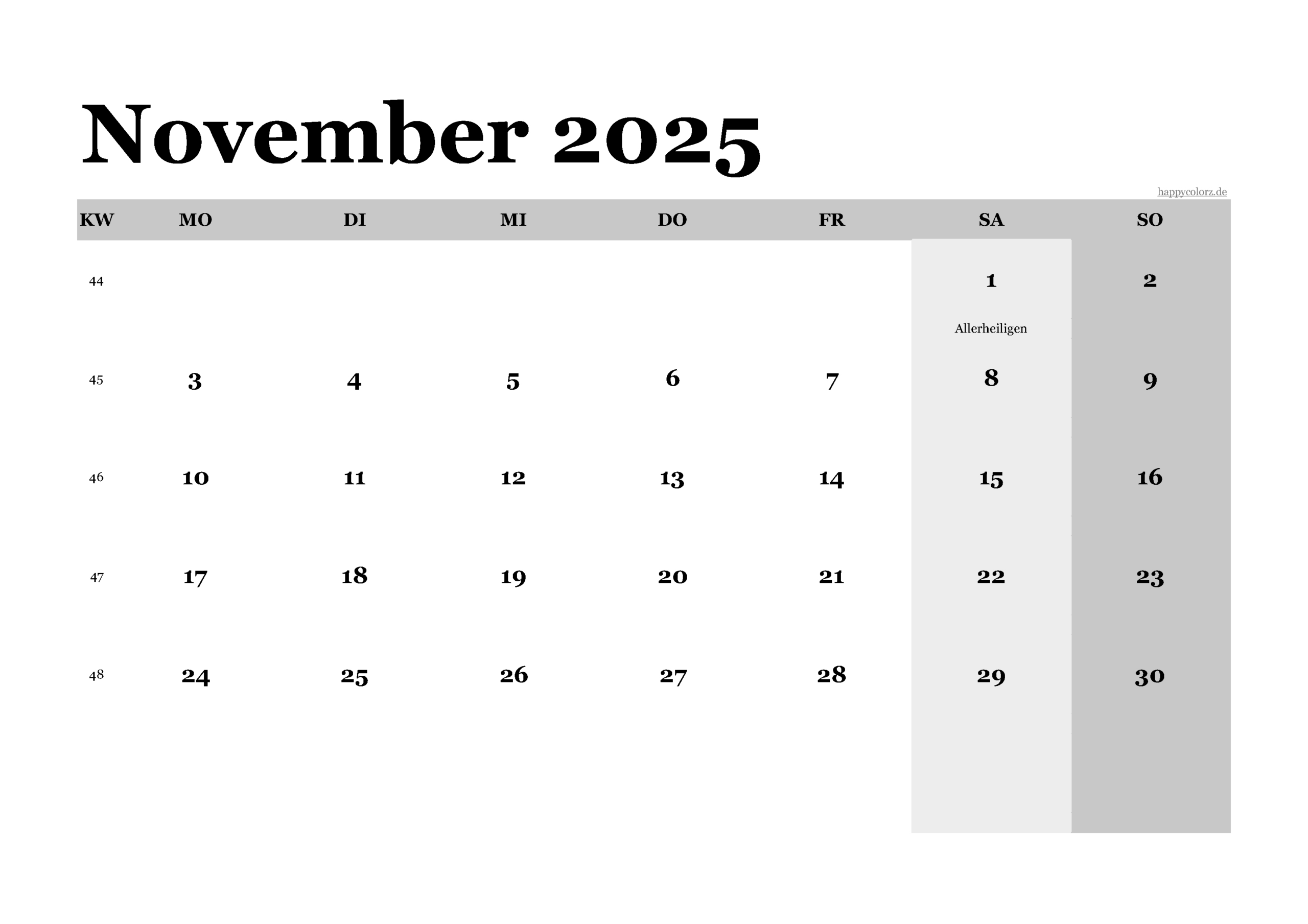 Kalender November 2025 Zum Ausdrucken (Pdf, Xls, Png) in Barbie Calendar November 2025