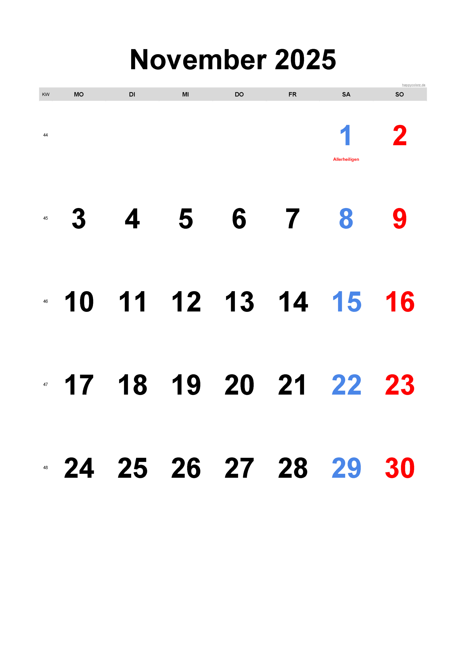 Kalender November 2025 Zum Ausdrucken (Pdf, Xls, Png) in Barbie Calendar November 2025