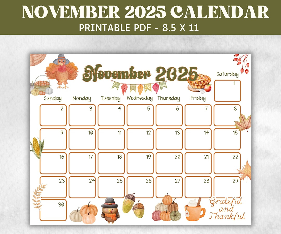 Kids November 2025 Calendar, Printable 2025 Calendar, Homeschool in November Calendar 2025 Etsy