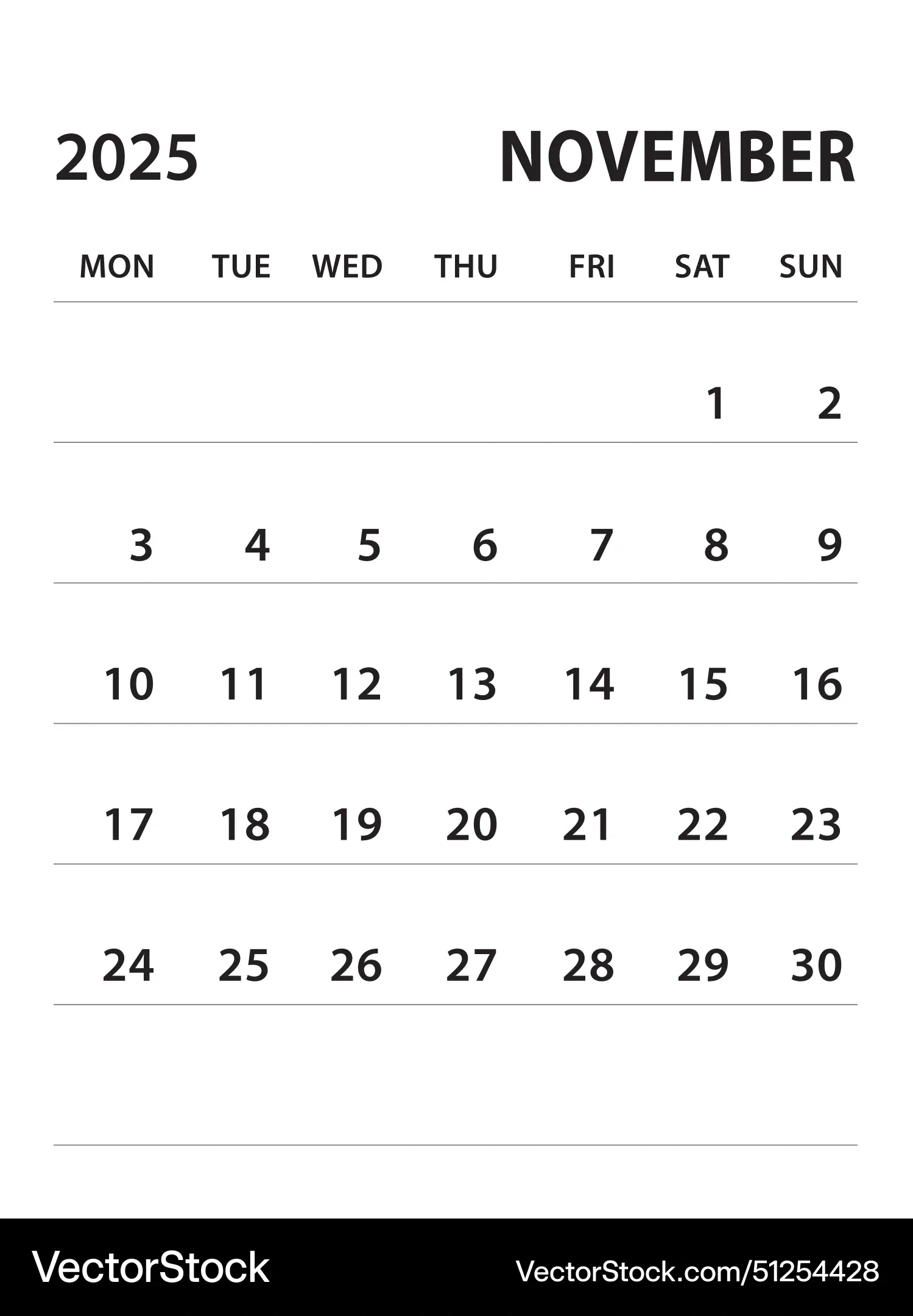 November 2025-Calendar 2025 Vorlage Lizenzfreier Vektor inside 12 November 2025 Calendar
