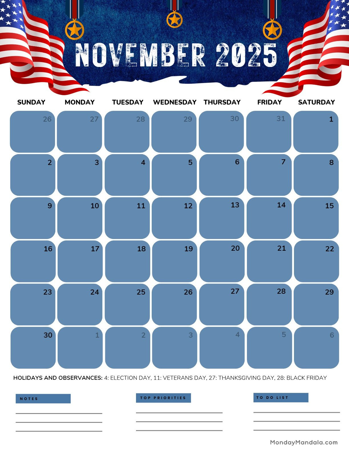 November 2025 Calendar (52 Free Pdf Printables) intended for General Blue November 2025 Calendar
