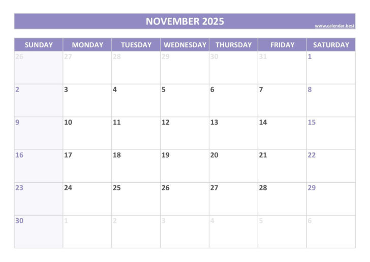 How Many Days in November 2025 Calendar