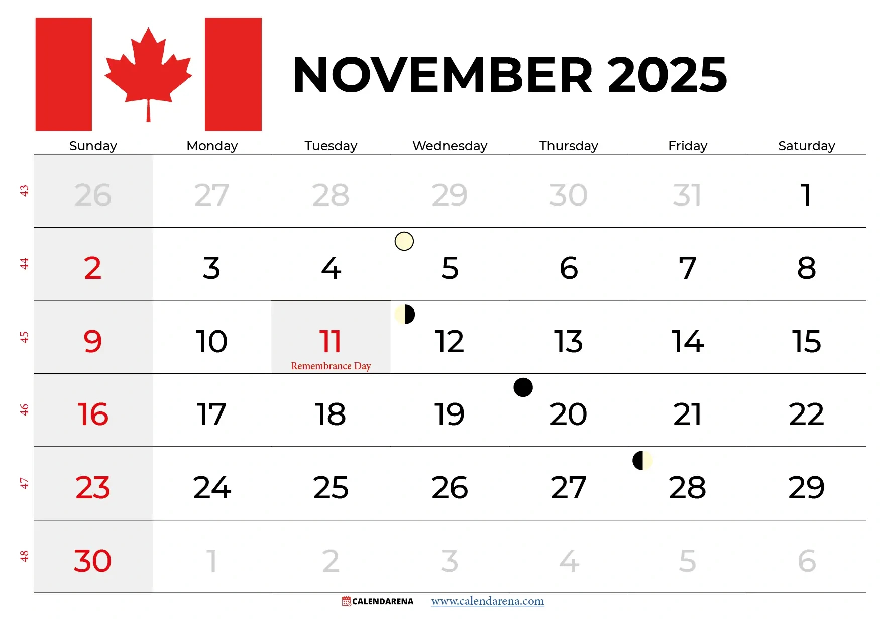 November 2025 Calendar Canada: Free Printables & Holidays inside November National Days Canada 2025