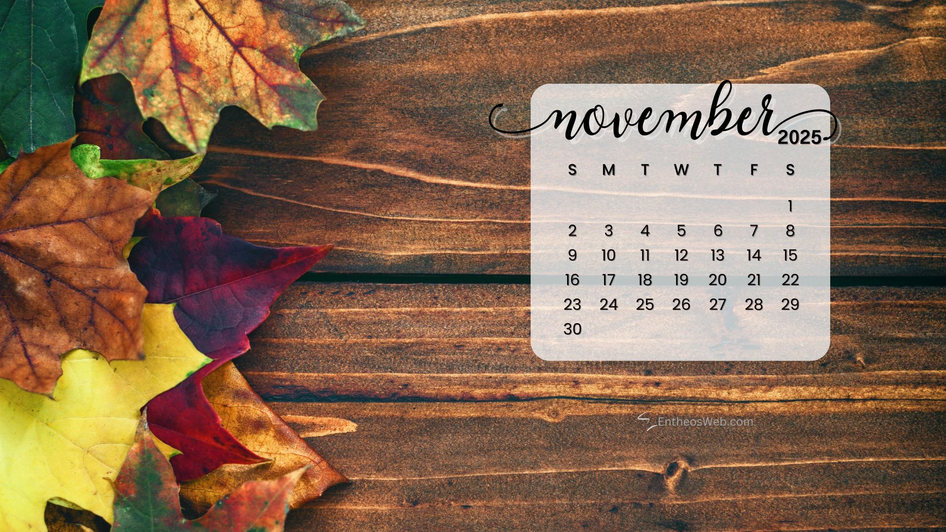 November 2025 Calendar Desktop Wallpaper Backgrounds | Entheosweb throughout Wallpaper Calendar November 2025