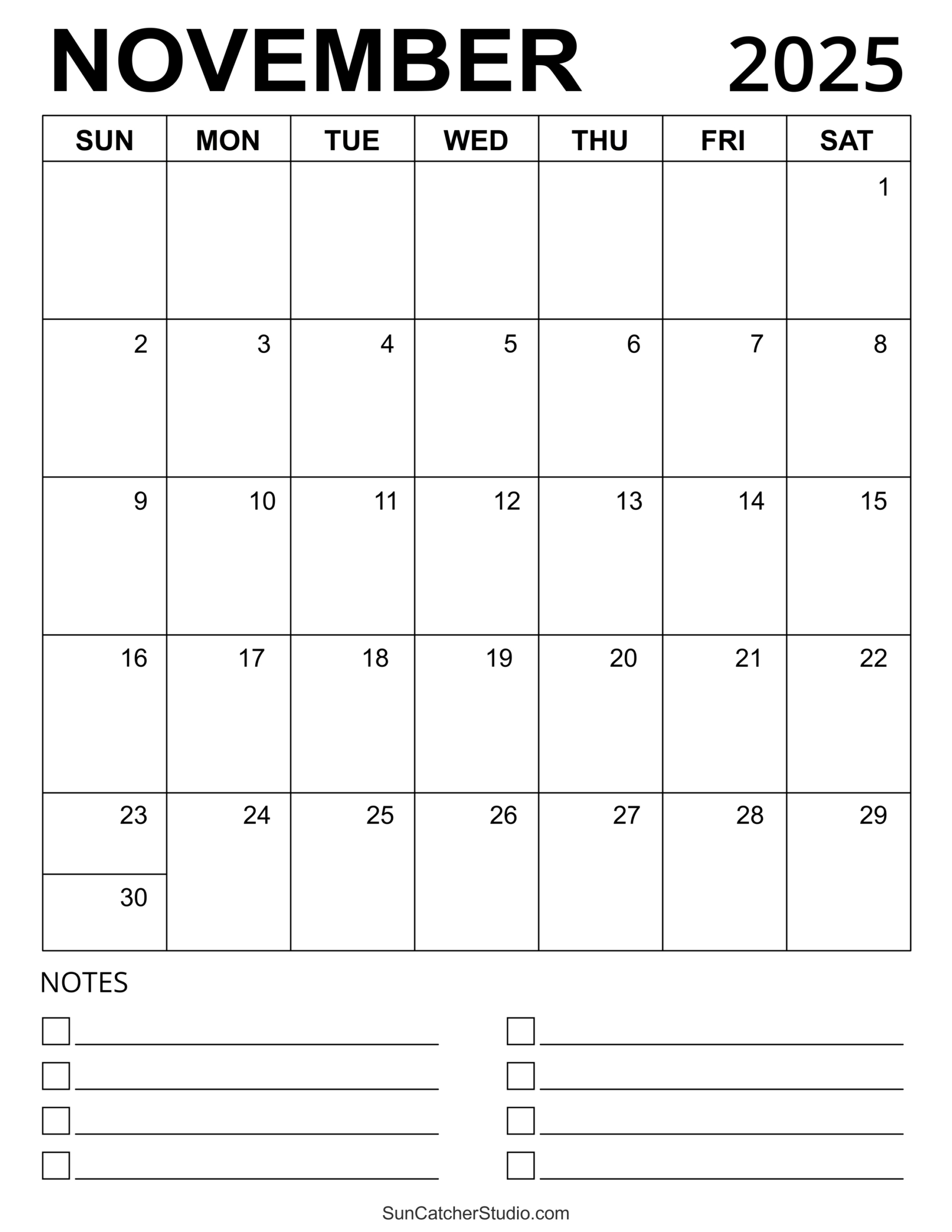 November 2025 Calendar (Free Printable) – Free Printables inside Word November 2025 Calendar