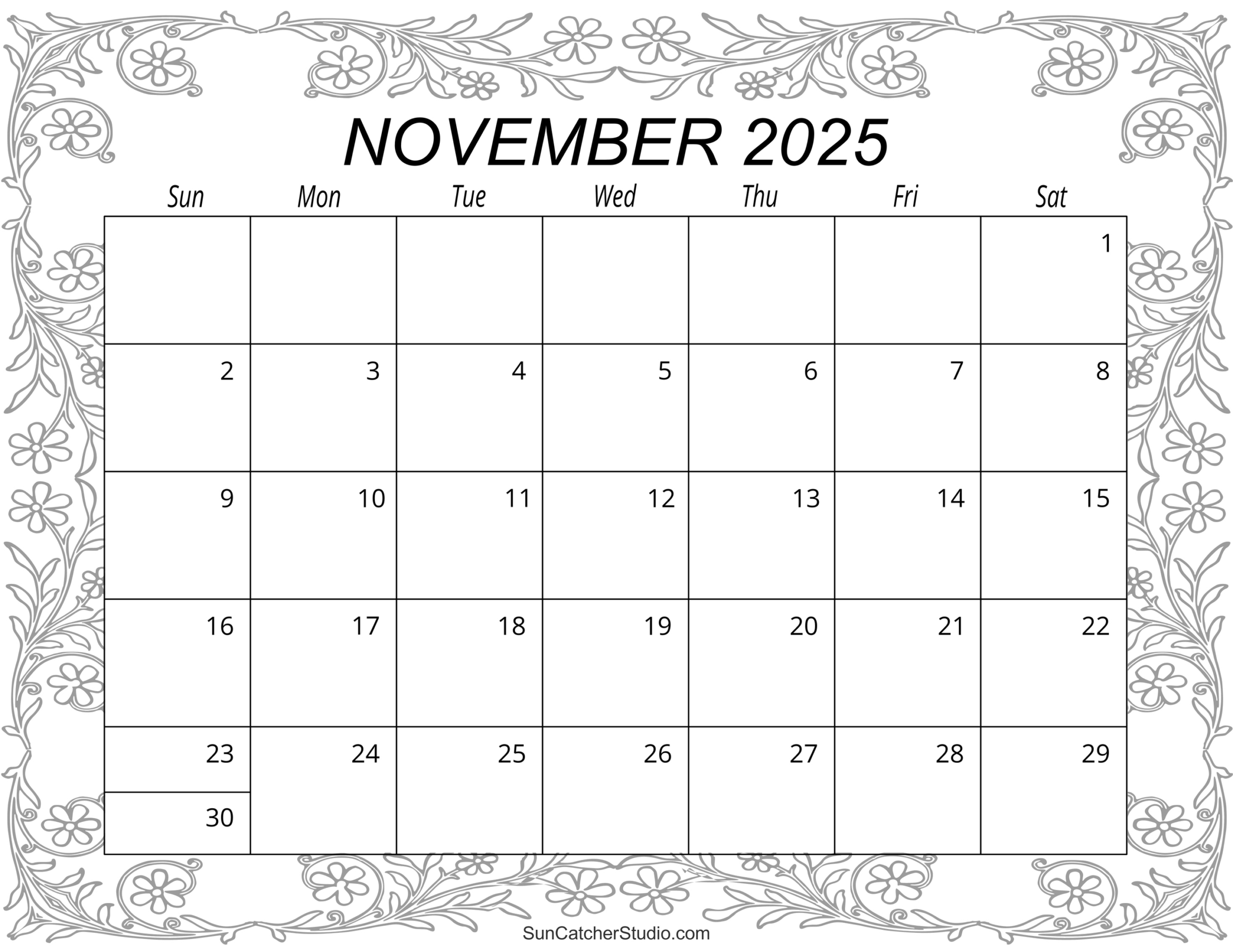 November 2025 Calendar (Free Printable) – Free Printables pertaining to November Calendar 2025 Printable For Kids