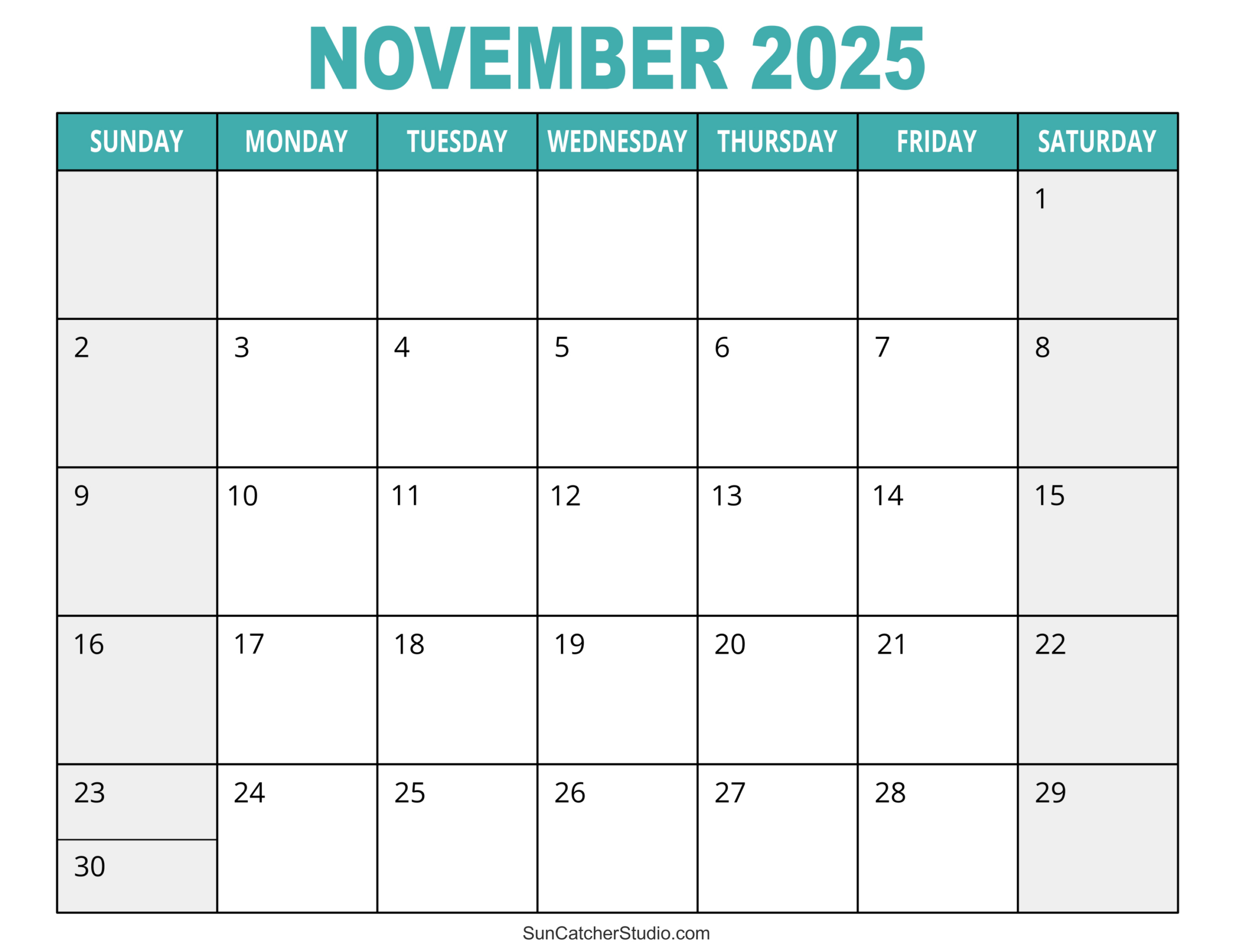 November 2025 Calendar (Free Printable) – Free Printables with November 2025 Calendar Editable Free