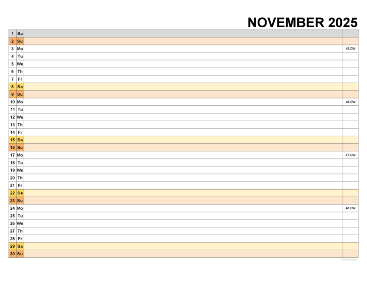 November 2025 Calendar with Lines Printable November 2025 Calendar with Lines Printable