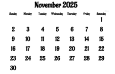 November 2025 Calendar | Free Printable Pdf, Xls And Png in 2025 Calendar Month Of November