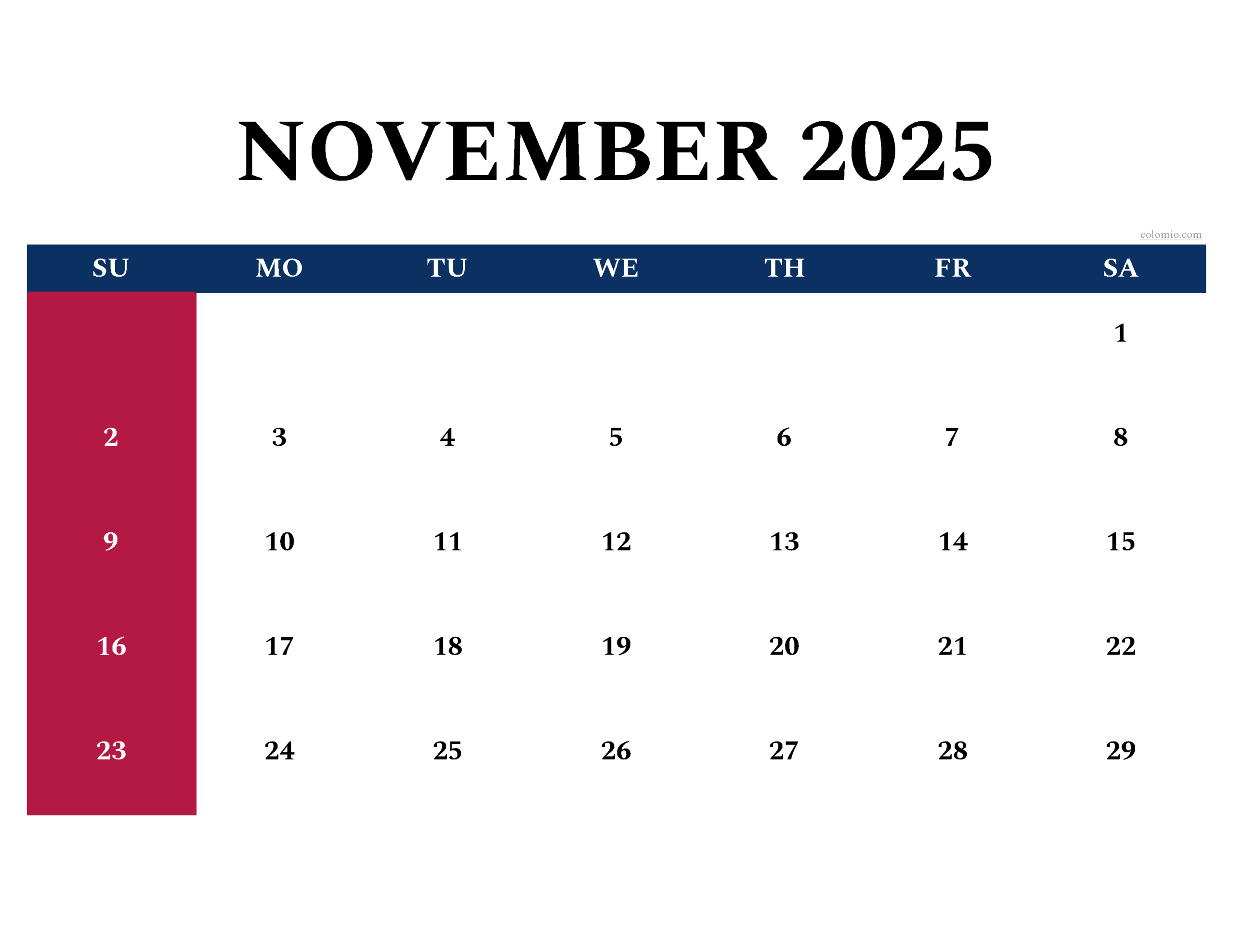 November 2025 Calendar | Free Printable Pdf, Xls And Png inside November 2025 Calendar NZ