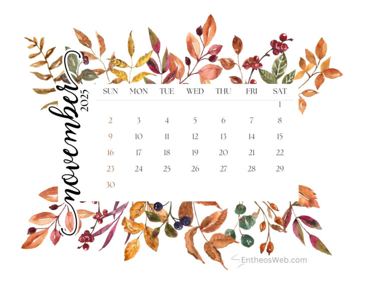 November 2025 Desktop Calendar November 2025 Desktop Calendar