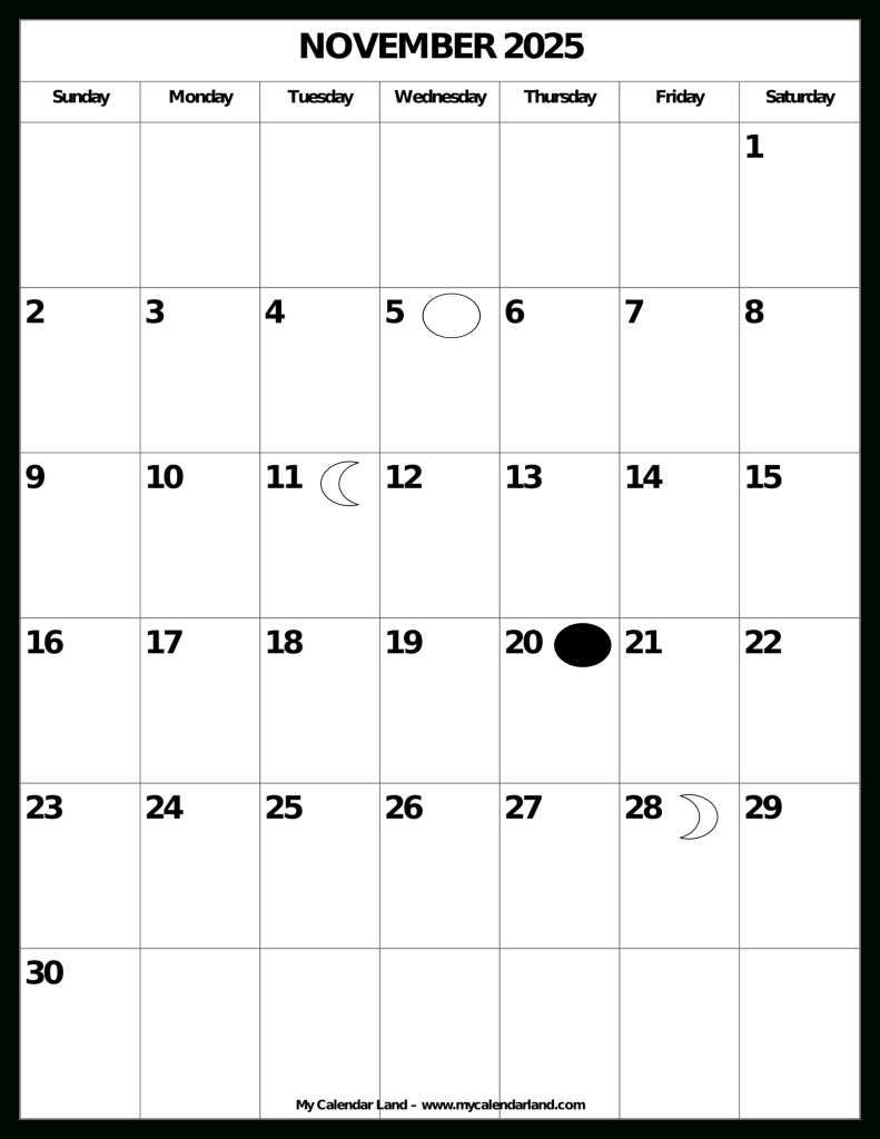 November 2025 Calendar – My Calendar Land pertaining to Kindness Calendar November 2025