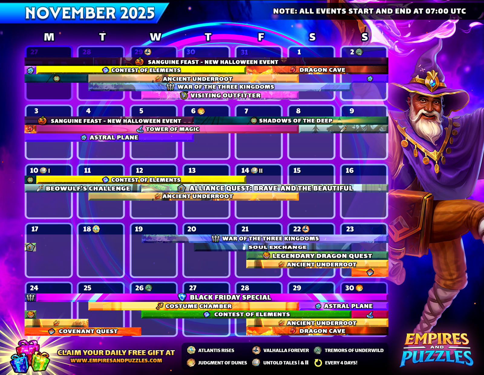 November 2025 Calendar Of Events | Empires & Puzzles inside Calendar Events November 2025