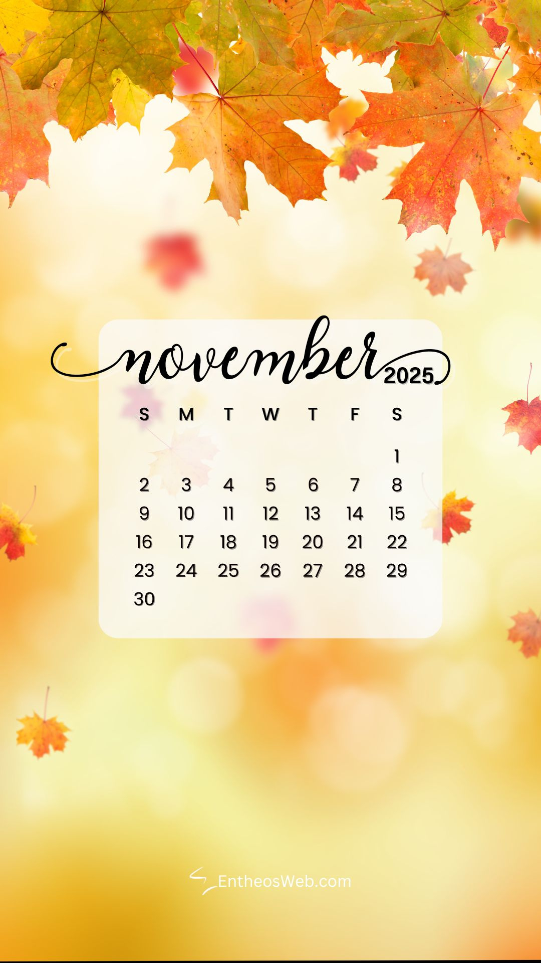 November 2025 Calendar Phone Wallpapers | Entheosweb in November 2025 Calendar Wallpaper Iphone