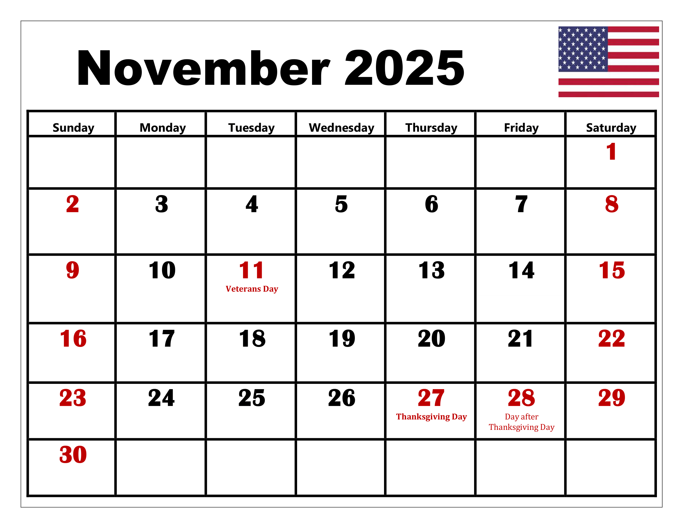 November 2025 Calendar Printable Pdf Template With Holidays throughout November 2025 Calendar Holidays