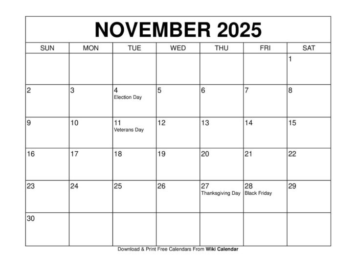 Holiday November Calendar 2025 Holiday November Calendar 2025