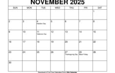 November 2025 Calendar – Printable Templates & More throughout November 2025 Calendar Holiday List