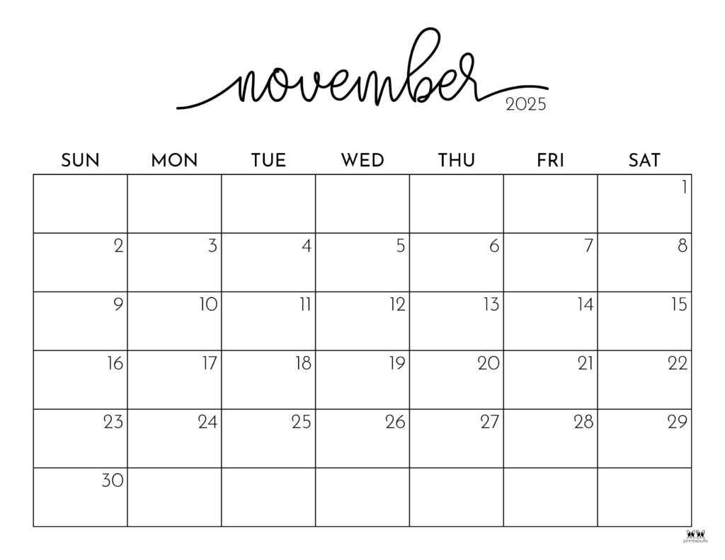 November 2025 Calendars - 107 Free Printables | Printabulls intended for Calendar For Month of November 2025