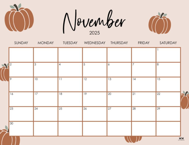 November 2025 Calendar Thanksgiving Day November 2025 Calendar Thanksgiving Day
