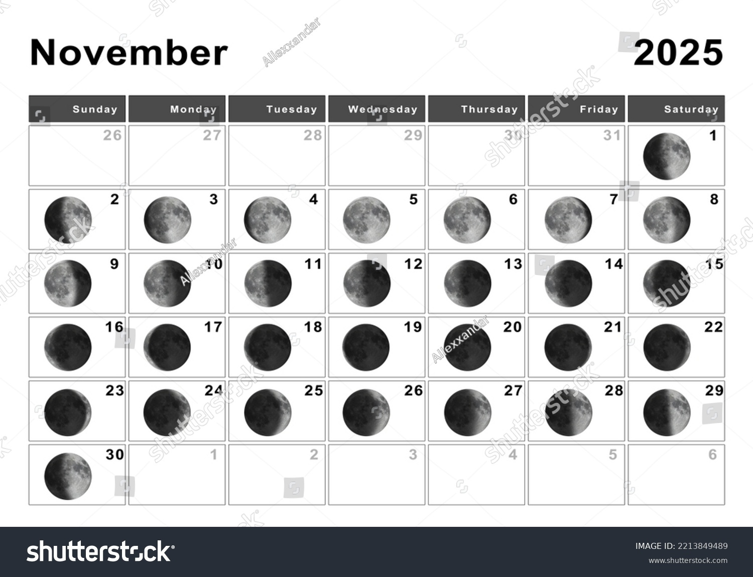 November 2025 Lunar Calendar Moon Cycles Stock Illustration pertaining to Lunar Calendar 2025 November