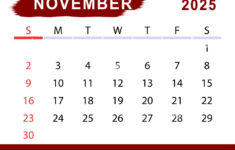 November 2025 Simple Month Calendar. Sunday Start. Vector Design intended for Simple November 2025 Calendar