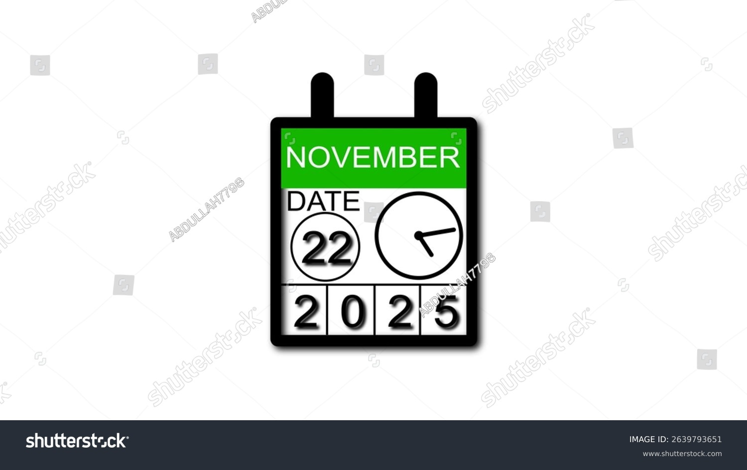 November 22 Date 2025 Illustration 4K: Stockillustration in November 22 2025 Calendar